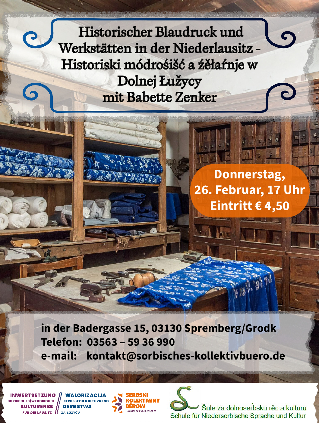 Vortrag Blaudruck 26.2.26 PLakat